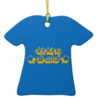 blue t-shirt shaped christmas ornament with text drinking all-star