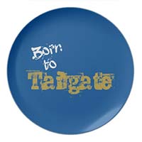 born to tailgate blue decorative plate