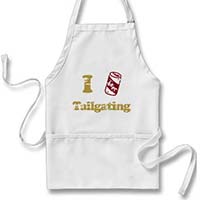I heart tailgating with beer can grilling apron
