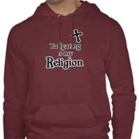 tailgating is my religion maroon hooded sweatshirt