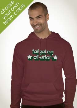 Tailgater modeling maroon Tailgating All-Star Retro Sweatshirts